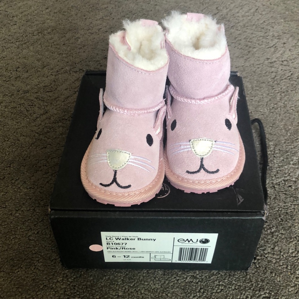 Emu Australia Pink Bunny Boots in Size 6-12 Months